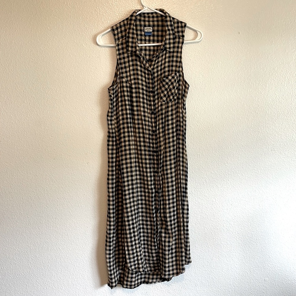 summer sleeveless checkered kavu dress